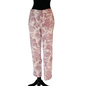 NWT Chaser Tropical Heirloom Drawstring Waist Crop Side Slit Panel Pant Viscose